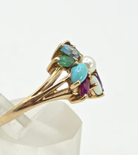 Load image into Gallery viewer, 2848: Vintage 9ct God "Tutti Frutti" Multi-Gemstone Dress Ring