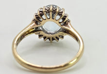 Load image into Gallery viewer, 2849 Vintage 9ct Gold Blue Aquamarine 16 Natural Diamonds Cluster Ring