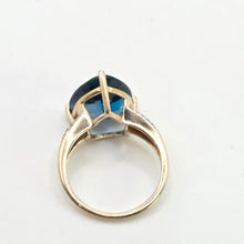 Load image into Gallery viewer, 2859: Vintage 9ct Yellow God Trillion Cut Ocean Blue Spinel Cocktail Ring
