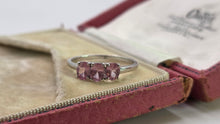 Load image into Gallery viewer, 2860: Vintage 9ct White Gold Pink Sapphires Trilogy Ring