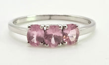 Load image into Gallery viewer, 2860: Vintage 9ct White Gold Pink Sapphires Trilogy Ring