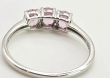 Load image into Gallery viewer, 2860: Vintage 9ct White Gold Pink Sapphires Trilogy Ring