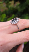 Load image into Gallery viewer, 2898: Vintage 18ct White Gold Natural Diamonds (2.1ct) Sapphire Diana Style Cluster Ring