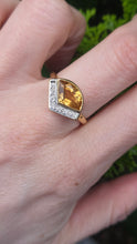 Load image into Gallery viewer, 2952: Vintage & Rare Hessonite Garnet Sparkling Natural Diamonds Statement Ring