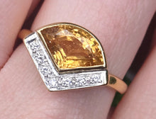 Load image into Gallery viewer, 2952: Vintage & Rare Hessonite Garnet Sparkling Natural Diamonds Statement Ring