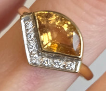 Load image into Gallery viewer, 2952: Vintage & Rare Hessonite Garnet Sparkling Natural Diamonds Statement Ring