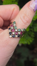 Load image into Gallery viewer, 2974: Vintage 9ct Gold Multi-Precious Gemstones Cocktail Ring- From 1978