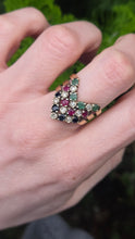 Load image into Gallery viewer, 2974: Vintage 9ct Gold Multi-Precious Gemstones Cocktail Ring- From 1978