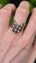 Load image into Gallery viewer, 2974: Vintage 9ct Gold Multi-Precious Gemstones Cocktail Ring- From 1978