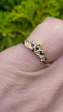 Load image into Gallery viewer, 2823: Vintage 9ct Gold Tiara Sapphire Diamonds Dress Ring