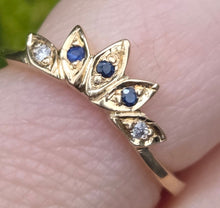 Load image into Gallery viewer, 2823: Vintage 9ct Gold Tiara Sapphire Diamonds Dress Ring