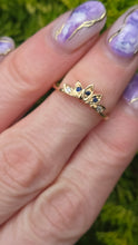 Load image into Gallery viewer, 2823: Vintage 9ct Gold Tiara Sapphire Diamonds Dress Ring