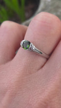 Load image into Gallery viewer, 6411: Vintage: Platinum Green Garnet Tsavorite Solitaire Ring