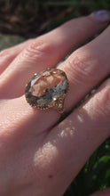 Load image into Gallery viewer, 2987: Vintage: 9ct Gold Pale Green Quartz Statement Cocktail Ring