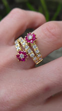 Load image into Gallery viewer, 2678: Vintage 18ct Natural Diamonds Rubies Flower Head Bypass Ring- Sparkling statement
