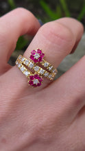 Load image into Gallery viewer, 2678: Vintage 18ct Natural Diamonds Rubies Flower Head Bypass Ring- Sparkling statement