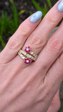 Load image into Gallery viewer, 2678: Vintage 18ct Natural Diamonds Rubies Flower Head Bypass Ring- Sparkling statement