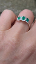 Load image into Gallery viewer, 2986: Vintage Platinum Emeralds Diamonds Dress Ring- Sensational