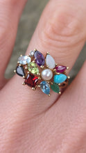 Load image into Gallery viewer, 2848: Vintage 9ct God "Tutti Frutti" Multi-Gemstone Dress Ring