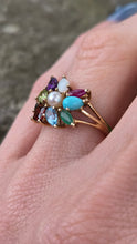 Load image into Gallery viewer, 2848: Vintage 9ct God "Tutti Frutti" Multi-Gemstone Dress Ring