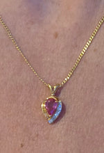 Load image into Gallery viewer, 2837 Vintage 18ct Gold Necklace & Pendant Pink Sapphire Diamonds