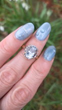 Load image into Gallery viewer, 2849 Vintage 9ct Gold Blue Aquamarine 16 Natural Diamonds Cluster Ring