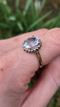 Load image into Gallery viewer, 2849 Vintage 9ct Gold Blue Aquamarine 16 Natural Diamonds Cluster Ring