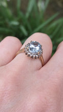 Load image into Gallery viewer, 2849 Vintage 9ct Gold Blue Aquamarine 16 Natural Diamonds Cluster Ring