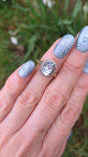 Load image into Gallery viewer, 2849 Vintage 9ct Gold Blue Aquamarine 16 Natural Diamonds Cluster Ring
