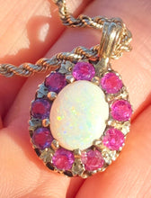 Load image into Gallery viewer, 2842: Vintage 9ct Gold Op[al Rubies Pendant & 9ct Gold Necklace- From 1980