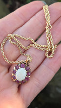 Load image into Gallery viewer, 2842: Vintage 9ct Gold Op[al Rubies Pendant & 9ct Gold Necklace- From 1980