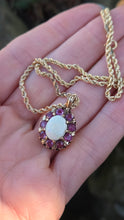 Load image into Gallery viewer, 2842: Vintage 9ct Gold Op[al Rubies Pendant & 9ct Gold Necklace- From 1980