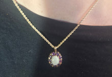 Load image into Gallery viewer, 2842: Vintage 9ct Gold Op[al Rubies Pendant & 9ct Gold Necklace- From 1980