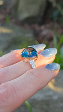 Load image into Gallery viewer, 2859: Vintage 9ct Yellow God Trillion Cut Ocean Blue Spinel Cocktail Ring