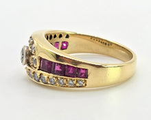 Load image into Gallery viewer, 2836: Vintage 18ct Gold Rubies Natural Sparkling Diamonds Dress Ring