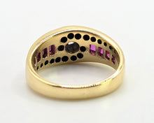 Load image into Gallery viewer, 2836: Vintage 18ct Gold Rubies Natural Sparkling Diamonds Dress Ring