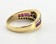 Load image into Gallery viewer, 2836: Vintage 18ct Gold Rubies Natural Sparkling Diamonds Dress Ring