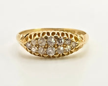 Load image into Gallery viewer, 2857: Antique 18ct Gold 12 Natural Old Cut Diamonds "Boat" Ring- From 1911