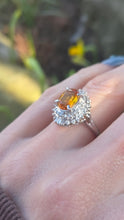Load image into Gallery viewer, 2881: Vintage Platinum Orange Sapphire (2.11ct) Diamonds Cluster Ring
