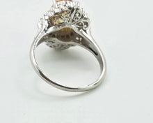 Load image into Gallery viewer, 2881: Vintage Platinum Orange Sapphire (2.11ct) Diamonds Cluster Ring