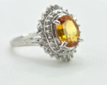 Load image into Gallery viewer, 2881: Vintage Platinum Orange Sapphire (2.11ct) Diamonds Cluster Ring