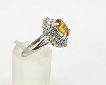 Load image into Gallery viewer, 2881: Vintage Platinum Orange Sapphire (2.11ct) Diamonds Cluster Ring
