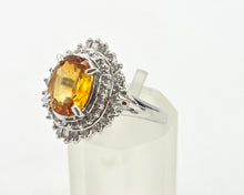 Load image into Gallery viewer, 2881: Vintage Platinum Orange Sapphire (2.11ct) Diamonds Cluster Ring