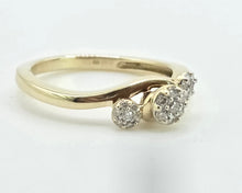 Load image into Gallery viewer, 2923: Vintage 9ct Gold 21 Natural Diamonds Bypass Ring