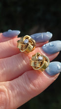 Load image into Gallery viewer, 6471 Vintage; Classic 18ct Gold Diamonds (0.2ct) Knot Earrings- From 1971