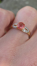 Load image into Gallery viewer, 2893: Vintage 18ct Gold Padparadscha Sapphire Diamonds Ring