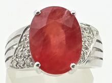 Load image into Gallery viewer, 2892: Vintage 18ct White Gold Padparadscha Sapphire (6.84ct) Diamonds Cluster Cocktail Ring