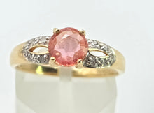 Load image into Gallery viewer, 2893: Vintage 18ct Gold Padparadscha Sapphire Diamonds Ring