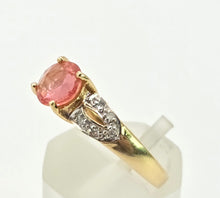 Load image into Gallery viewer, 2893: Vintage 18ct Gold Padparadscha Sapphire Diamonds Ring