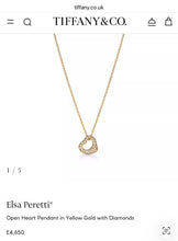 Cargar imagen en el visor de la galería, 2690: Vintage 18ct Rose Gold Tiffany Open Heart Pave Diamond Pendant (11mm) & Necklace - Elsa Perettie